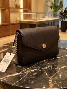 Michael Kors Brown Envelope Flap Crossbody Chain Strap Bag